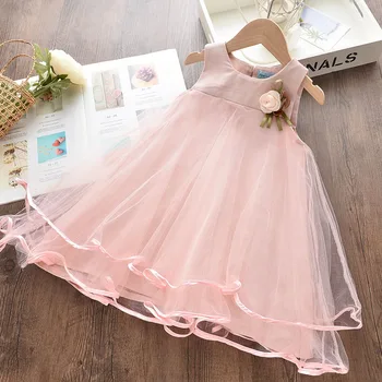 Keelorn Merginos Rožinė Suknelė 2020 Prekės Vaikams Elegantiškus Drabužius Vaivorykštė Rankovių Nėrinių Akių Suknelės Mergaitėms Gėlių Princesė 2-7Y