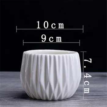 Keramikos Geometrinis Dryžuotas Vazonas Paprasta Sultingi Augalų Konteinerių Žalia Vazonai Maži Bonsai Puodai Namų Darbastalio Apdaila