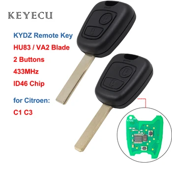 Keyecu KYDZ Nuotolinio Klavišas 2 Mygtukai 433MHz ID46 Chip Automobilio Raktas Senas Citroen C1 C3 su VA2/HU83 Peilis