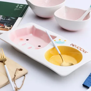 Korėjiečių Keramikos Vaikų Gyvūnų Plokštė, Stalo Įrankiai Kūrybos Mielas Animacinių Filmų Kūdikio Salotos Pusryčiai Plokštės Virtuvę Vaikų Stalo
