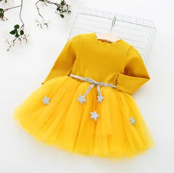 Kūdikių suknelė Princesė Mergina, Drabužiai ilgomis rankovėmis Megztiniai Suknelė 0 1 2 3 4 metų gimtadienio suknelės Bamblys Kostiumas Kūdikiams vestidos
