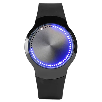 Kūrybos Vyrai Moterys Skaitmeninis LED Watch Jutiklinis Ekranas Mėlynos Šviesos Kvarcinis Laikrodis Analoginis Silikono Juosta Unqiue Laikrodis Unisex Dovana