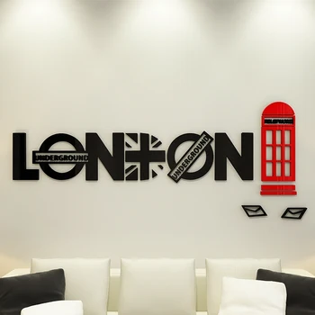 Kūrybos anglų Londono telefono būdelė 3D akrilo Sienos Lipdukas, Gyvenamasis Kambarys Sofos Fono Sienos Dekoratyvinės Sienų Lipduko