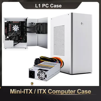 L1 Mini-ITX / ITX Kompiuterio Atveju Aliuminio Darbalaukio HTPC Važiuoklės 1U FLEX Maitinimo USB3.0 Home Theater PC Žaidimas Mažoms Atveju