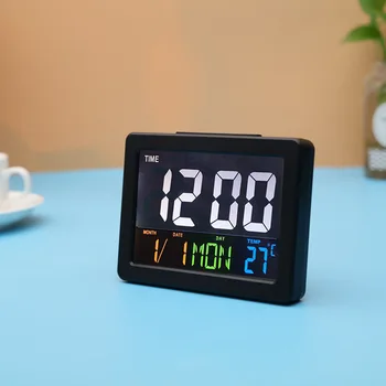 LCD Lentelė Skaitmeninis Laikrodis, Spalvingas, Didelis Ekranas, Elektroninis Laikrodis su Temperatūra Žadintuvas Studentų Stalo žadintuvai Namų Dekoro