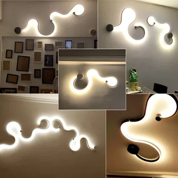 LED gyvatė sienos lempos montuojamos gyvenamojo kambario, Miegamojo, Virtuvės, laiptinės apšvietimas Juoda Balta Umbra sienos žibintas Šviestuvas
