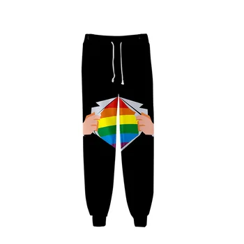 LGBT Išdidumo Mėnesį 3D Poilsiu Kelnės Vyrams/Moterims Juokinga Kelnes Meilės Laimi Vaivorykštės Vėliava, Gėjų, Lesbiečių Atsitiktinis Kelnės Hip-Hop Sweatpants