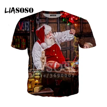 LIASOSO 3D Spausdinimo Moterų, Vyrų Kalėdų Santa Claus Mielas Elnias Gofts Sniego Marškinėlius Vasaros T-shirt Harajuku Streetwear X2820