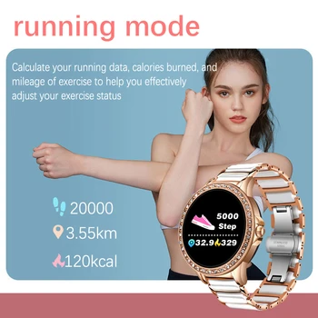 LIGE Naujas Keramikos Smart Watch Moterų Širdies ritmas, kraujospūdžio Stebėsenos IP67 atsparus Vandeniui Sporto Ponios Smartwatch 