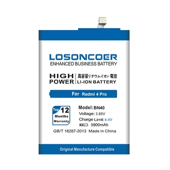 LOSONCOER 5900mAh BN40 Aukštos Kokybės Baterija Xiaomi Redmi 4 Pro Baterija 3G RAM 32G Edition Hongmi 4 Mobiliojo Telefono Baterija