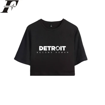 LUCKYFRIDAYF 2018 Naujas Detroitas Tapo Žmogaus Pasėlių Top marškinėliai Karšto Žaidimą Medvilnės, trumpomis Rankovėmis Seksualus Tshirts Moterų Drabužius