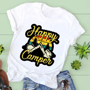 Laimingas Kemperis Moterų Marškiniai Įdomus Mielas Modelis T-shirt Moterims trumpomis Rankovėmis Laiškas Spausdinti Atsitiktinis Marškinėliai Naujas Vasaros 