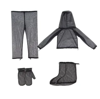 Lauko Anti-uodų 4 1 drabužiai kostiumas striukė&kelnės& Pirštines& Batai apima uodai apsaugos sistemos uodų apsauga