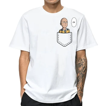 LettBao Vienas Smūgis Vyras Vyrų Apykaklės Marškinėliai Japonų Anime Baltos spalvos Marškinėlius trumpomis Rankovėmis Vasarą Viršų O-Kaklo Streetwear Juokinga T-shirt