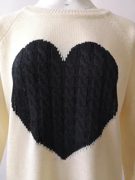 Livai Rudenį, žiemą širdies moterų megzti megztiniai puloveriai) su ilgomis rankovėmis megztinis plonas Traukti Femme džemperiai sueter mujer Naujas