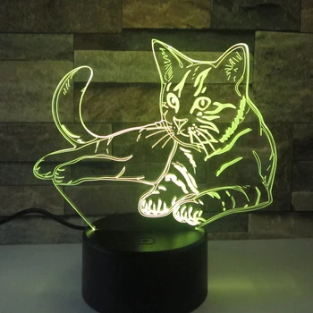 Lovely Cat 3D Naktį LightRemote Touch Swith Gyvūnų 3D LED Lempos 7 Spalvų USB 3D Iliuziją, Stalo Lempos Namų Dekoro, Kaip Vaikų Žaislas Dovana