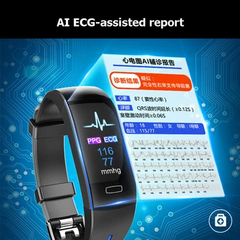 MAFAM P3A EKG Smart Apyrankę Fitneso Pedometer Kalorijų Temperatūra Stebėti Nuotolinio Priežiūros Smart Watch Vyrai Moterys Apyrankė