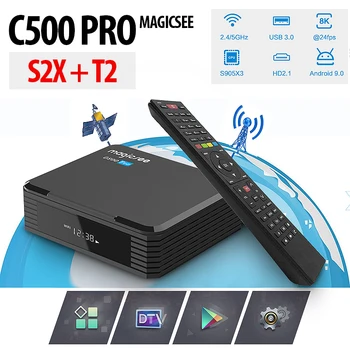 MAGICSEE C500 PRO Smart TV Box Palydovinės TV Imtuvas S2X+T2 Amlogic S905X3 Wi-fi
