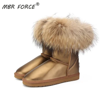 MBR JĖGA Moterų natūralus nekilnojamojo fox fur sniego batai mada batai moterims iš aukštos kokybės natūralios odos Neperšlampami Batai