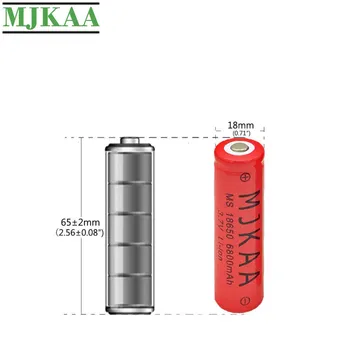 MJKAA 2VNT 18650 6800mAh 3,7 V Ličio Įkraunama Baterija Naujos Li-ion Baterijos Raudona Būsto, Žibintuvėlis Žaislai
