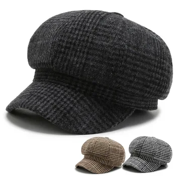 Mados rudens ir žiemos moterys beretė skrybėlę laukinių aštuoniakampis skrybėlės amžiaus sumažinimo ir šiluma trumpas kraštų minkštas megzti beretė skrybėlės