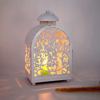 Maroko Stiliaus Rožinė/Balta Tuščiaviduriai Žvakidė Tealight Žvakių Laikiklis Raižyti Gėlių Kabinti Žibintų Vestuvių Namų Dekoro