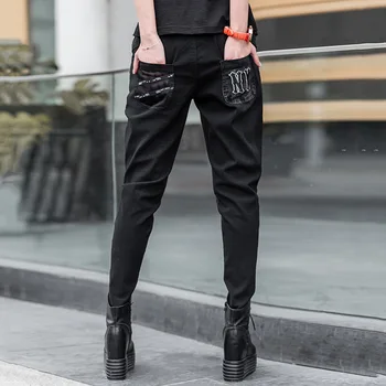 Max LuLu 2020 M. Europos Stiliaus Moteriški Rudenį Juodos Džinsinio Audinio Kelnės Ponios Derliaus Punk Džinsai Moterų Tinklinio Atsitiktinis Elastinga Haremo Kelnės