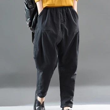 Max LuLu 2020 M. Žiemos Korėjos Mados Streetwear Moterų Kamšalu Derliaus Laisvas Kelnes Ponios Šiltas Atsitiktinis Pantalons Negabaritinių Kelnės