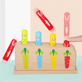Medienos Triušis Pop_up Žaislas Bakstelėkite Bounce Stick Baby Vaikų Švietimo Žaislas