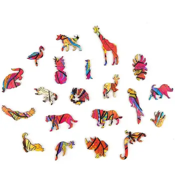 Mediniai Patrauklus Stilingas Interaktyvus Multifnctional Animacinių Filmų Liūtas Dizainas Suaugusiems, Vaikams, Žaislas, Dovana, Namų Dekoro Puzzle Dėlionės Gabaliukai