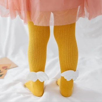 Medvilnės Pėdkelnių Baby Girls cartoon sparno dizaino Megztos Kojinės Mergina drabužiai vaikams briaunoti pėdkelnės kūdikio daiktai bamblys meias