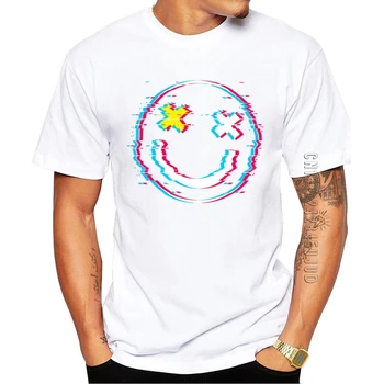 Medvilnės Vyrų T-Shirt Mados Šypsena Veide 3D Spausdintos Grafikos Marškinėlius, O-Kaklo trumpomis Rankovėmis Kietas Viršūnes Juokinga Tees