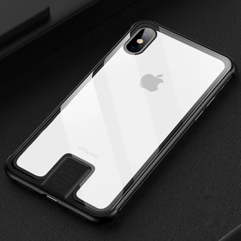 Metalo, Stiklo iPhone XS MAX X XR 7 8 Plus Atveju Užraktas Metalinis korpusas atsparus smūgiams Apsauginis Apvalkalas HD Grūdinto Stiklo, Visiškai Padengti