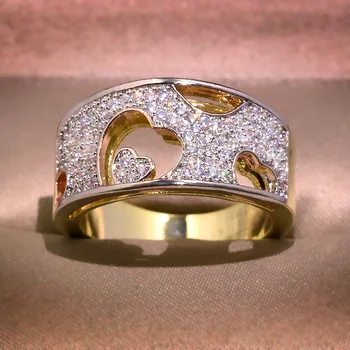 Mielas Aukso Širdies tuščiaviduris Žiedas Moterims Vestuvės Vestuvinis Žiedas bižuterijos 2020 Naujas