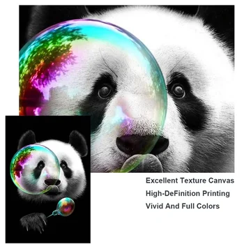 Mielas Panda Drobė Menas, Plakatų Ir grafikos Gyvūnų Drobė Paveikslų Ant Sienos Meno Animacinių filmų Nuotraukos, Vaikų Kambario Sienų Dekoras