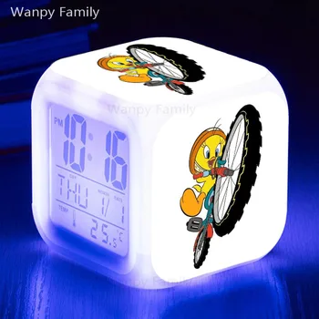 Mielas Tweety Žadintuvas 7 Spalvų LED Žėrintis Skaitmeninis Laikrodis-Žadintuvas Vaikams Festivalis dovanos Daugiafunkcį Atidėjimo Funkcija Laikrodis