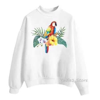Mielas akvarelė Cockatiel dizaino hoodies moterų kawaii Papūga tukanas paukščių spausdinti palaidinukė žiemos hoody ladies užsakymą moletom