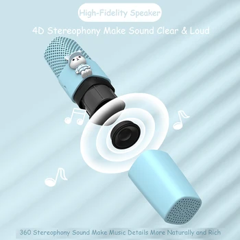 Mielas animacinių filmų dizaino Karaoke Mikrofonas Nešiojamą Belaidį Bluetooth Garsiakalbį Nešiojamą Karaoke Mic Vaikams Muzikinis Žaislas Dovana