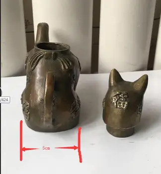 Mielas miniatiūriniai turtingas katė modeliavimo senovės ąsotis virdulys bronzinė statula