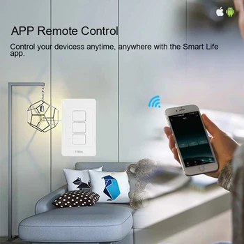 Milfra Wifi Smart Switch Neutralus Laidas Reikiamą Balsą Telefono Kontroliuoti Smart Šviesos Jungiklis MUS Asistentas Alexa Tuya Smart Gyvenimo App