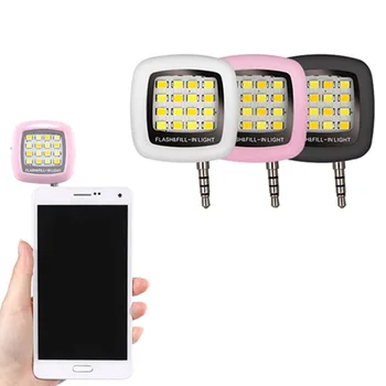 Mini LED Užpildyti Šviesos Nešiojamų 16 Akiratyje Selfie Flash Šviesos 3.5 mm Jack Plug 