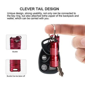 Mini LED Žibintuvėlis USB Įkrovimo Vandeniui Nešiojamų Keychain Fakelas 42mm Maža Kišenė Žibintai, Juoda Pilka Raudona Korpuso