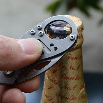 Mini Pocket Sulankstomas Peilis Butelio Atidarytuvas su Keychain supervivencia Lauko Sporto Kempingas savigynos Išgyvenimo EDC Įrankiai