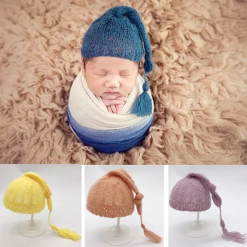 Minkštas Moheros Kūdikių Fotografija Kepurės Su Kutai Naujagimių Bebe Nuotraukas Priedai Kūdikių Nuotraukų Rekvizitai Drabužiai, Kostiumai