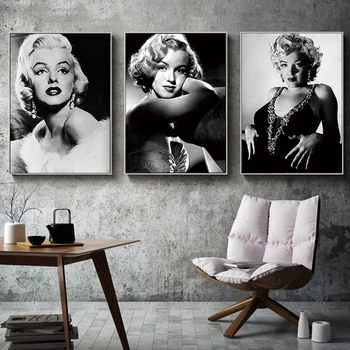 Modernios Naftos Tapyba, Drobė Meno Juoda ir Balta Marilyn Monroe Sienos Menas Nuotraukas Kambarį Namų Dekoro Cuadros