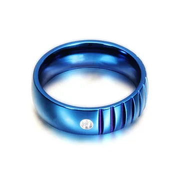 Modyle 6mm Klasika Su Crystal Žiedai Mėlyna 316L Nerūdijančio Plieno, Sužadėtuvių Žiedai, Vestuvių Juostas, Vyrams, Moterims, Papuošalai