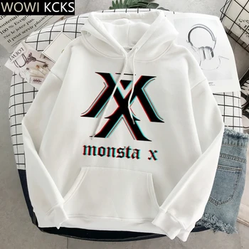 Monsta X Kpop Negabaritinių Korėjos Stiliaus Hoodie Estetinės Puloveris Palaidinukė Žiemos Drabužių Moterims Ilgomis Rankovėmis Hoodies Streetwear