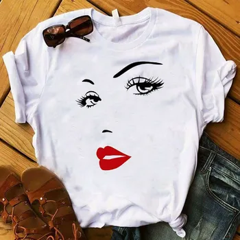 Moterys T Moterų Mielas Lūpų 3D Tapyba Mados Atspausdinta Aukščiausios Grafikos Marškinėlius Moterų Camisas Mujer Marškinėliai, Moteriški Drabužiai, marškinėliai