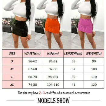 Moterų Sexy Šviesus odinis Bodycon Slim Micro Mini Sijonas Vakare Šalies Clubwear Seksuali vientisa Spalva Mados Kietas Sijonai 2019 Karšto