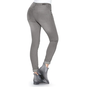 Moterų ilgas džinsus, vidutinio juosmens slim fit supjaustyti 5 kišenės - 114105 Džinsai MOTERIS, MERGINA DŽINSAI KULKŠNIES